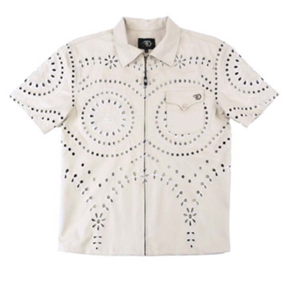 Frost Original F801 Cashay Vegan Leather Zip-Up Shirt Oat and shorts